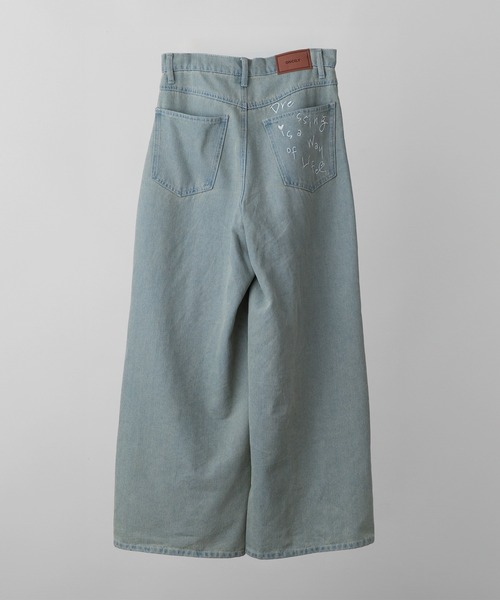 セール】BACK POCKET EMBROIDERY DOUBLE KNEE DENIM PANTS