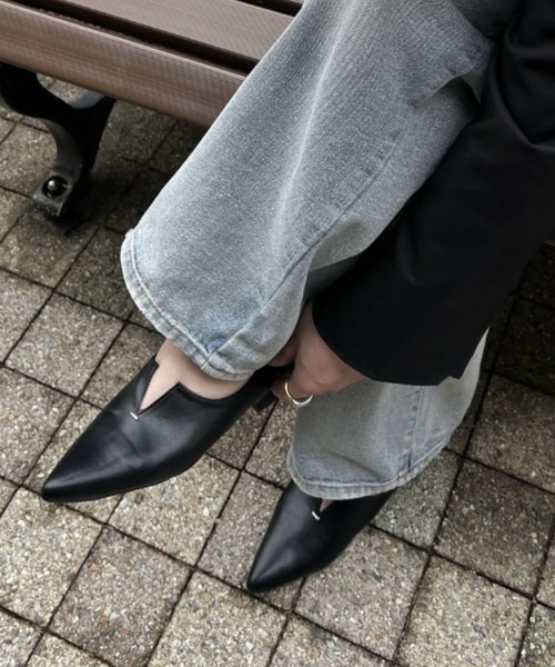 セール】ポインテッドトゥスリットデザインパンプス 結婚式 二次会 