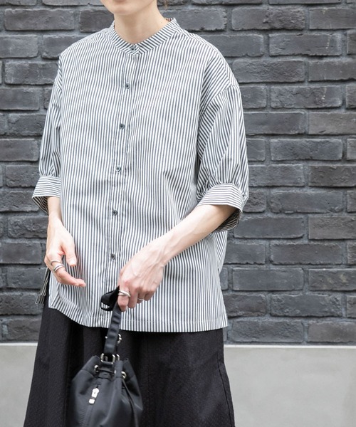 FORK&SPOON（フォークアンドスプーン）の「FORK&SPOON　PEブロードストライプシャツ（シャツ/ブラウス・レディース・ネイビー/ベージュ/ブラック・1）」の21枚目の写真