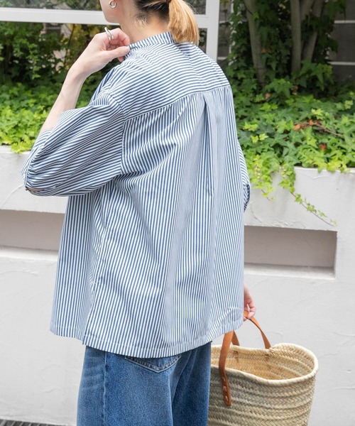 FORK&SPOON（フォークアンドスプーン）の「FORK&SPOON　PEブロードストライプシャツ（シャツ/ブラウス・レディース・ネイビー/ベージュ/ブラック・1）」の16枚目の写真