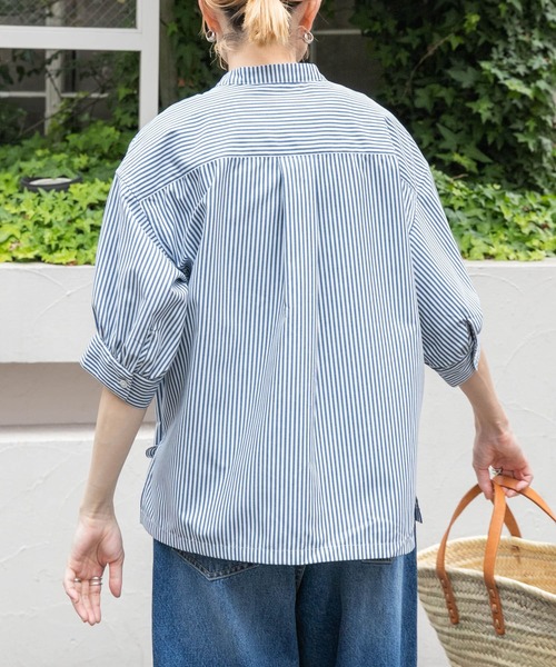 FORK&SPOON（フォークアンドスプーン）の「FORK&SPOON　PEブロードストライプシャツ（シャツ/ブラウス・レディース・ネイビー/ベージュ/ブラック・1）」の15枚目の写真