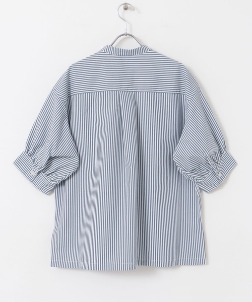 FORK&SPOON（フォークアンドスプーン）の「FORK&SPOON　PEブロードストライプシャツ（シャツ/ブラウス・レディース・ネイビー/ベージュ/ブラック・1）」の7枚目の写真