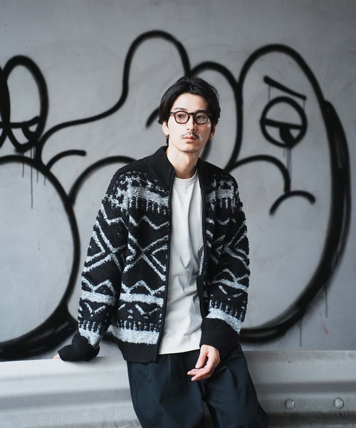 UNION STATION（ユニオンステーション）の「カウチンモチーフデザイン　ZIPアップスタンドニットブルゾン（ブルゾン・メンズ・ネイビー/ブラウン/ブラック・LL/L/M）」の15枚目の写真