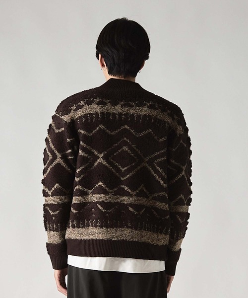 UNION STATION（ユニオンステーション）の「カウチンモチーフデザイン　ZIPアップスタンドニットブルゾン（ブルゾン・メンズ・ネイビー/ブラウン/ブラック・LL/L/M）」の8枚目の写真