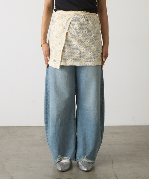 HELLO.SANFRANCISCO（ハローサンフランシスコ）の「【HELLO.SANFRANCISCO】フラワー刺繍レース巻きスカート（スカート・レディース・アイボリー・ONE SIZE）」の3枚目の写真