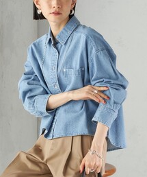 〈洗濯機可能〉ショート丈 デニム シャツ