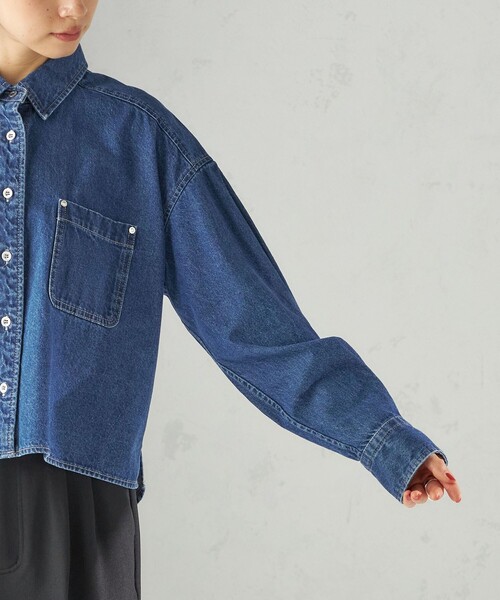 〈洗濯機可能〉ショート丈 デニム シャツ SHIPS（シップス）の「〈洗濯機可能〉ショート丈 デニム シャツ
