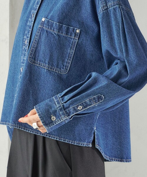 ショートデニムシャツ ZARA ザラ 現行日 ショートデニムシャツ - メルカリ