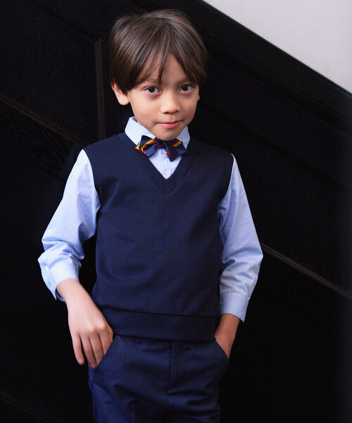 COMME CA ISM(コムサイズム)の「フェイクレイヤードシャツ(100-130cm)(シャツ/ブラウス・キッズ・ネイビー系/ストライプ・100cm/110cm/120cm/130cm)」の2枚目の写真