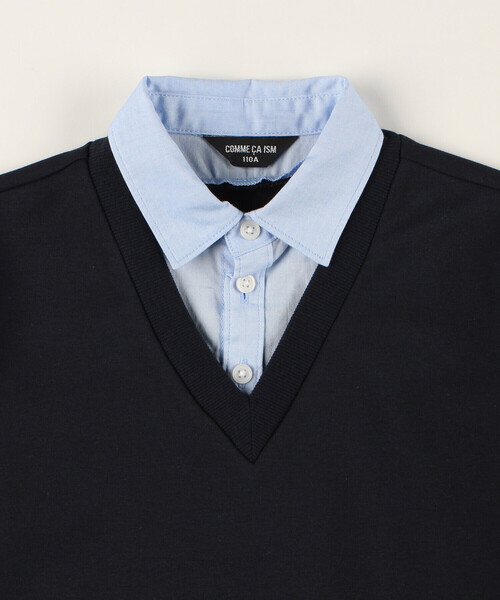 COMME CA ISM(コムサイズム)の「フェイクレイヤードシャツ(100-130cm)(シャツ/ブラウス・キッズ・ネイビー系/ストライプ・100cm/110cm/120cm/130cm)」の7枚目の写真