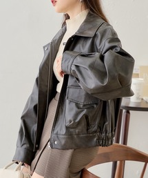 【WEB限定/REVIVAL】フェイクレザーブルゾン