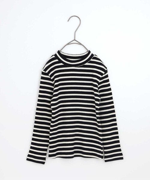 p.premier（ピードットプルミエ）の「イロチ買いしたいnobi-nobiストレッチリブトップス（Tシャツ/カットソー・キッズ・レッド/オフホワイト/ストライプ/ブラック/ブルー/イエロー/ピンク・90/100/110/120/80/130/140）」の7枚目の写真