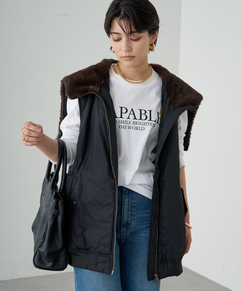 【新品未使用】ラウンジドレス　ミリタリージレブルゾン　黒　ベスト LOUNGEDRESS（ラウンジドレス）の「ミリタリージレジャケット