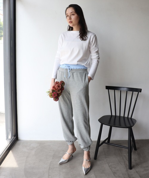 コラージュガリャルダガランテ ダブルウエスト　パンツ　グレー　スウェット double waist sweat pants / ダブルウエストスウェットパンツ