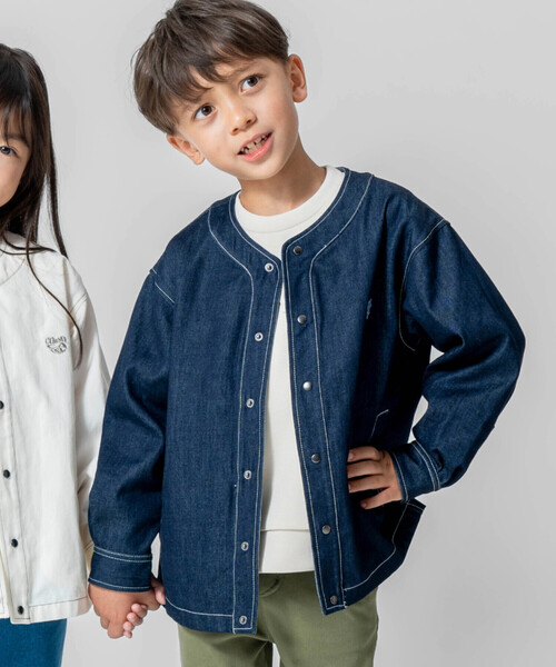 COMME CA ISM(コムサイズム)の「長袖シャツブルゾン(ブルゾン・キッズ・インディゴブルー/アイボリー・100cm/110cm/120cm/130cm/140cm/150cm)」の2枚目の写真