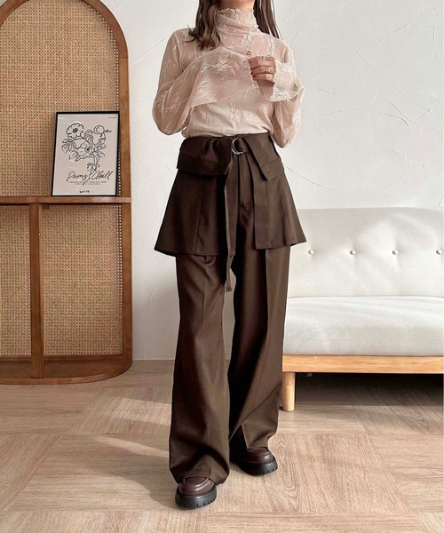 apres jour clair（アプレジュールクレア）の「【apres jour clair】【セットアップ可能】センタープレスパンツ【ZOZOTOWN限定アイテム】（スラックス・レディース・ブラウン系その他/オリーブ/チャコールグレー・MEDIUM/X-LARGE/SMALL）」の5枚目の写真