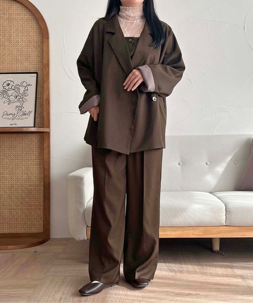 apres jour clair（アプレジュールクレア）の「【apres jour clair】【セットアップ可能】センタープレスパンツ【ZOZOTOWN限定アイテム】（スラックス・レディース・ブラウン系その他/オリーブ/チャコールグレー・MEDIUM/X-LARGE/SMALL）」の6枚目の写真