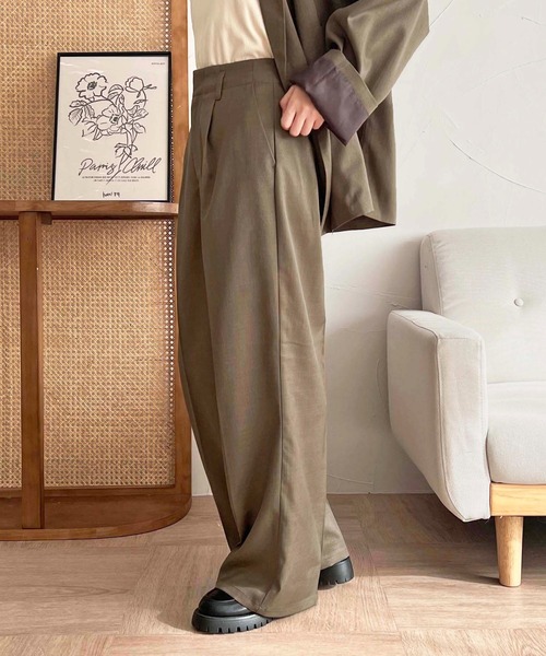 apres jour clair（アプレジュールクレア）の「【apres jour clair】【セットアップ可能】センタープレスパンツ【ZOZOTOWN限定アイテム】（スラックス・レディース・ブラウン系その他/オリーブ/チャコールグレー・MEDIUM/X-LARGE/SMALL）」の15枚目の写真