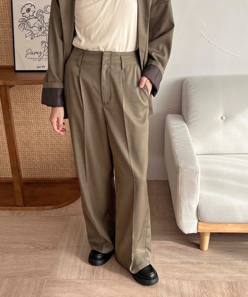 apres jour clair（アプレジュールクレア）の「【apres jour clair】【セットアップ可能】センタープレスパンツ【ZOZOTOWN限定アイテム】（スラックス・レディース・ブラウン系その他/オリーブ/チャコールグレー・MEDIUM/X-LARGE/SMALL）」の12枚目の写真