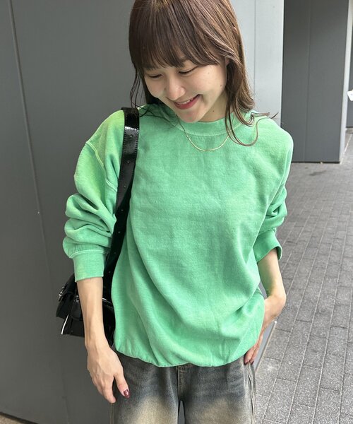 TOWNCRAFT(タウンクラフト)の「TOWNCRAFT/タウンクラフト 90s pigment crew sweat TC22S019(スウェット・レディース・パープル/ネイビー/ピンク/グリーン/ブラック・MEDIUM)」の2枚目の写真