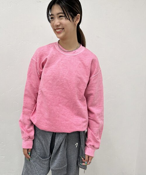 TOWNCRAFT(タウンクラフト)の「TOWNCRAFT/タウンクラフト 90s pigment crew sweat TC22S019(スウェット・レディース・パープル/ネイビー/ピンク/グリーン/ブラック・MEDIUM)」の12枚目の写真