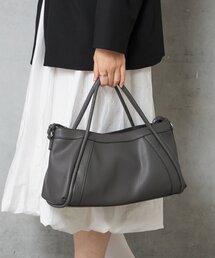 フェイクレザー横長2WAYバッグ