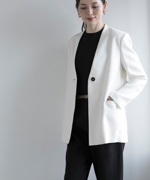 【セール】【DECADE CLASSIC】ピュアウール ノーカラー ジャケット（ノーカラージャケット）｜DECADE CLASSIC（ディケイド クラシック）