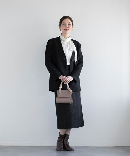 DECADE CLASSIC(ディケイド クラシック)の「【DECADE CLASSIC】ピュアウール ノーカラー ジャケット(ノーカラージャケット・レディース・ホワイト/ブラック・SMALL/MEDIUM/LARGE)」の22枚目の写真