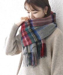 TWEED MILL: チェック ウール ストール 24FW