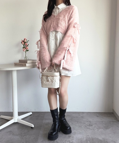 袖リボンシャギーカーディガン【ZOZOTOWN限定アイテム】（カーディガン