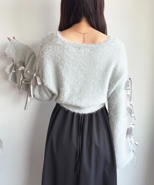 袖リボンシャギーカーディガン【ZOZOTOWN限定アイテム】（カーディガン