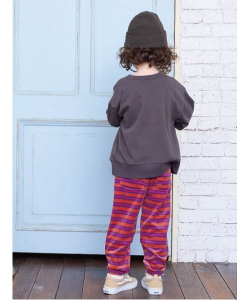 BIG FIELD(ビッグフィールド)の「先染めボーダーベロアスウェットパンツ(スウェットパンツ・キッズ・サンドベージュ/オレンジ/ライトブルー・80/90/95/100/110/120/130/140/150)」の9枚目の写真