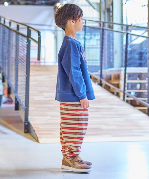 BIG FIELD(ビッグフィールド)の「先染めボーダーベロアスウェットパンツ(スウェットパンツ・キッズ・サンドベージュ/オレンジ/ライトブルー・80/90/95/100/110/120/130/140/150)」の17枚目の写真