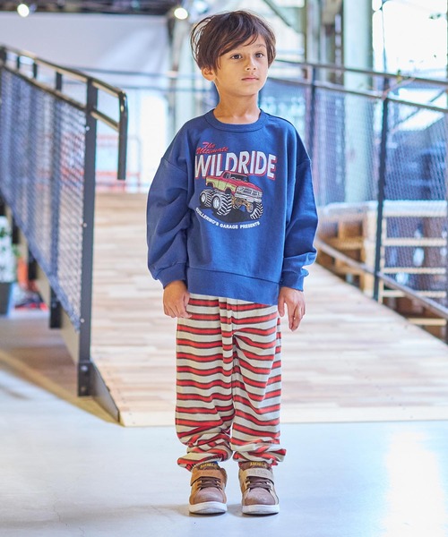 BIG FIELD(ビッグフィールド)の「先染めボーダーベロアスウェットパンツ(スウェットパンツ・キッズ・サンドベージュ/オレンジ/ライトブルー・80/90/95/100/110/120/130/140/150)」の16枚目の写真