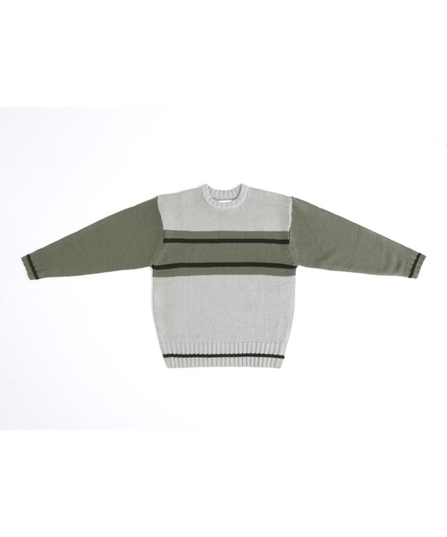 n'OrLABEL(ノアールレーベル)の「配色デザインクルーネックニット(ニット/セーター・メンズ・カーキ/ネイビー・M/L)」の14枚目の写真