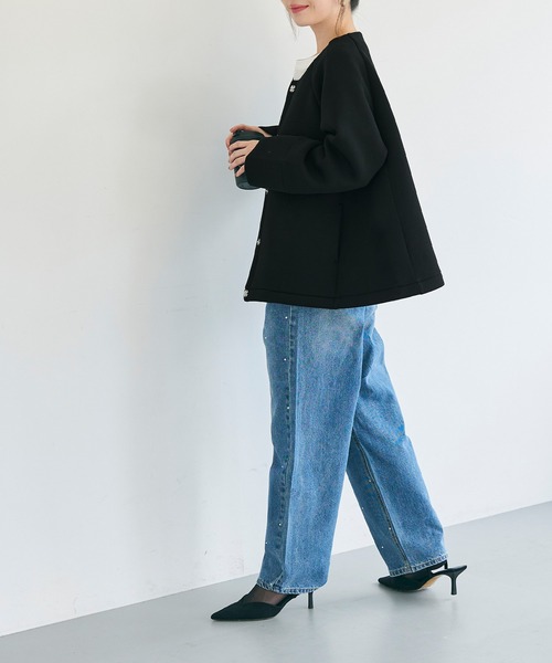 ハリ感ソフトスウェットワイドスリーブジャケット