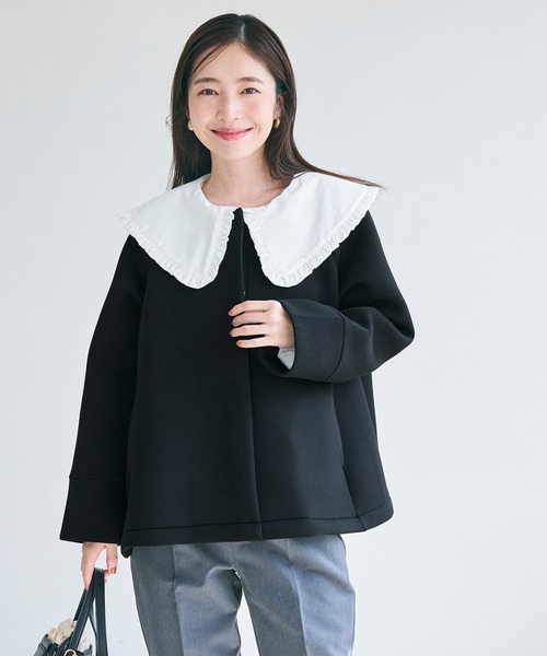 ハリ感ソフトスウェットワイドスリーブジャケット
