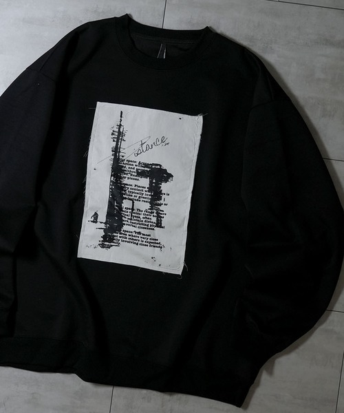 Ritzy(リッツィー)の「cardboard knit crew neck design cutsew/ダンボールニット クルーネック デザイン カットソー レディース メンズ(スウェット・メンズ・ホワイト/グレー系その他/ブラック系その他/ホワイト系その他2/ブラック/ホワイト系その他/ブラック系その他2/グレー/チャコールグレー・M/XL/L)」の4枚目の写真