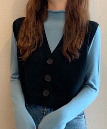 ニットベスト 前開き Vネックトップス