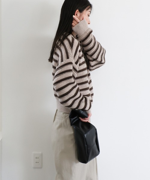 ニット セーター ガーター編みボーダーニット レディース ガーター編みボーダーニット（ニット/セーター）｜select MOCA