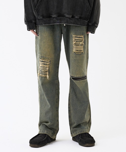 punkish damage denim pants / パンキッシュ ダメージ デニム