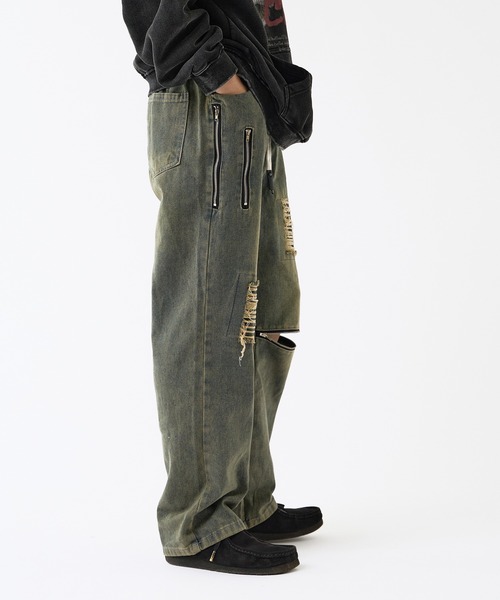 punkish damage denim pants / パンキッシュ ダメージ デニム