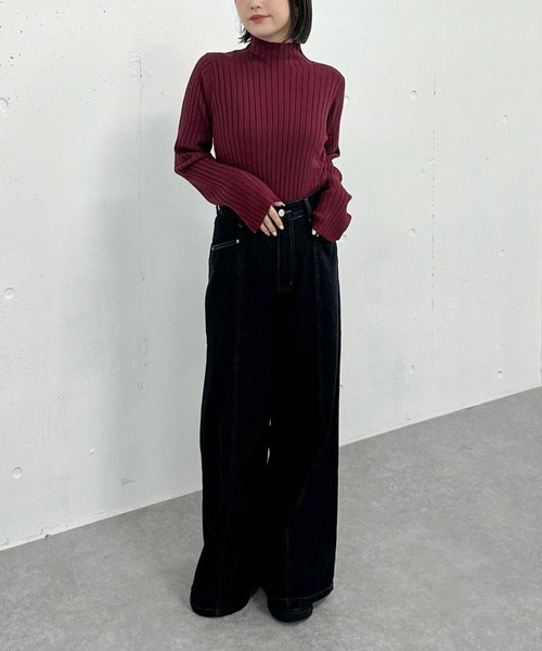 archives（アルシーヴ）の「モチモチリブニット（ニット/セーター・レディース・レッド/グレー/ブルー/アイボリー/ブラック・MEDIUM）」の9枚目の写真