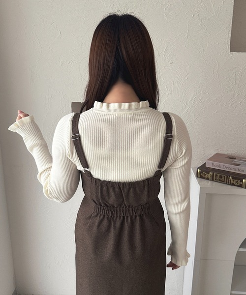 apres jour(アプレジュール)の「フリルネックリブニット【ZOZOTOWN限定アイテム】(ニット/セーター・レディース・グレイッシュベージュ/ブラック/ピンクベージュ/ボルドー/ホワイト・フリー)」の13枚目の写真