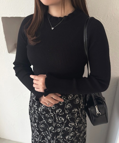 apres jour(アプレジュール)の「フリルネックリブニット【ZOZOTOWN限定アイテム】(ニット/セーター・レディース・グレイッシュベージュ/ブラック/ピンクベージュ/ボルドー/ホワイト・フリー)」の17枚目の写真