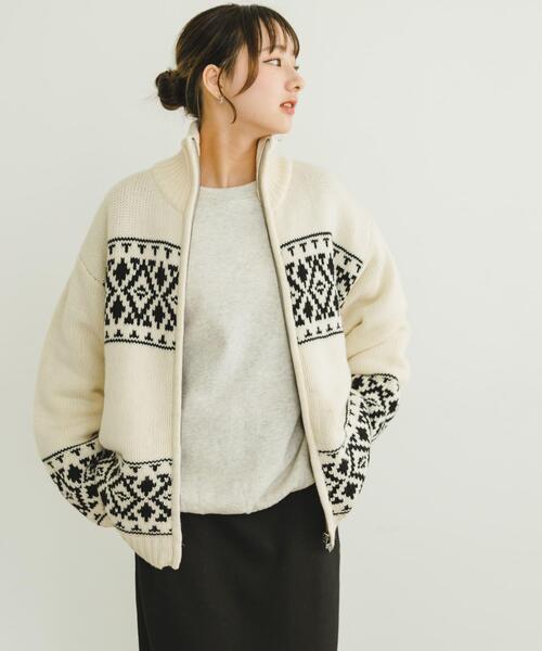 ITEMS URBANRESEARCH(アイテムズ アーバンリサーチ)の「カウチンニットカーディガン(ニット/セーター・レディース・アイボリー・FREE)」の7枚目の写真