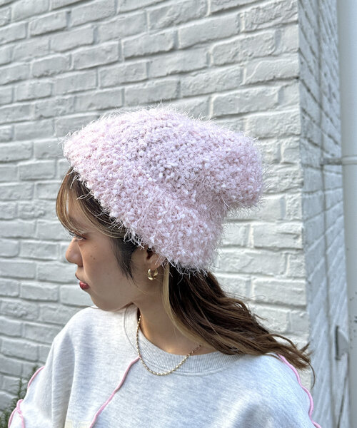 w closet(ダブルクローゼット)の「【4色展開】つぶつぶニット帽(キャップ・レディース・グレー/ブルー/アイボリー/ピンク・FREE)」の4枚目の写真