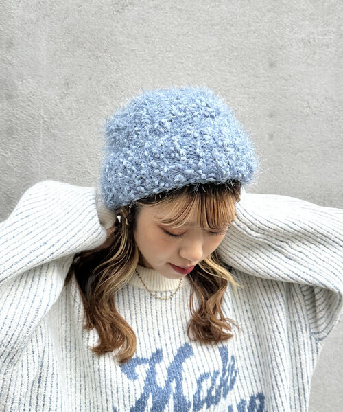 w closet(ダブルクローゼット)の「【4色展開】つぶつぶニット帽(キャップ・レディース・グレー/ブルー/アイボリー/ピンク・FREE)」の14枚目の写真