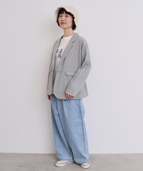 l'atelier du savon（アトリエドサボン）の「ちょいまるデニムパンツ（デニムパンツ・レディース・ネイビー/サックスブルー・FREE）」の11枚目の写真