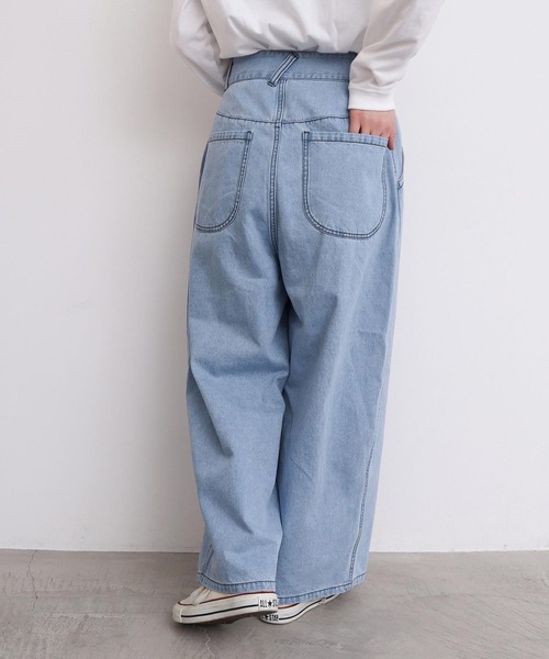 l'atelier du savon（アトリエドサボン）の「ちょいまるデニムパンツ（デニムパンツ・レディース・ネイビー/サックスブルー・FREE）」の7枚目の写真